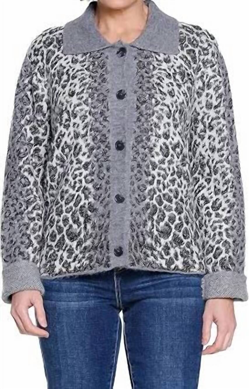 NEW TRU LUXE animal print cardigan with front buttons in multi color
